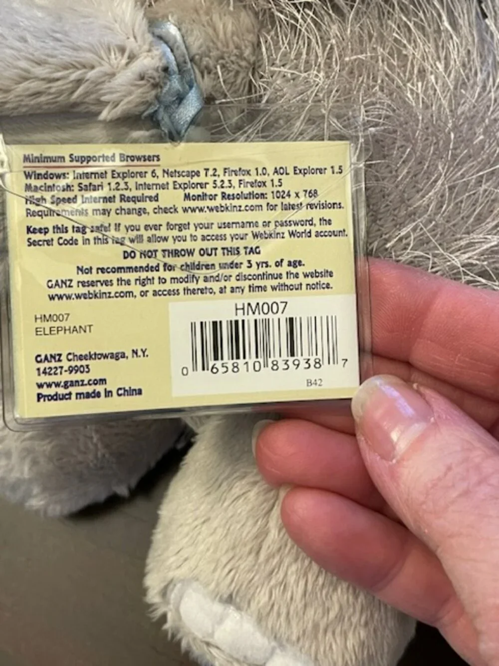 Webkinz Ganz Elephant HM007 NEW With TAGS & Code